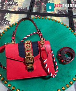Túi xách Gucci Sylvie Siêu Cấp màu đỏ size 20 cm - 470270