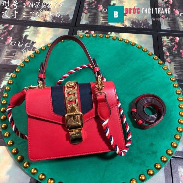 Túi xách Gucci Sylvie Siêu Cấp màu đỏ size 20 cm - 470270