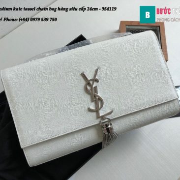 Túi YSL Medium kate tassel chain bag in fog leather hàng siêu cấp 24cm - 354119 (125)
