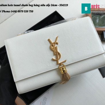 Túi YSL Medium kate tassel chain bag in fog leather hàng siêu cấp 24cm - 354119 (134)