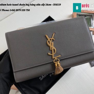 Túi YSL Medium kate tassel chain bag in fog leather hàng siêu cấp 24cm - 354119 (152)