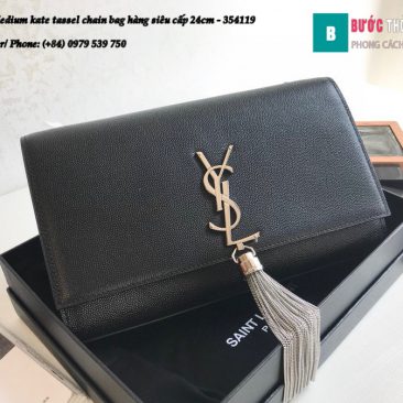 Túi YSL Medium kate tassel chain bag in fog leather hàng siêu cấp 24cm - 354119 (170)