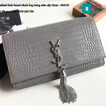 Túi YSL Medium kate tassel chain bag in fog leather hàng siêu cấp 24cm - 354119 (89)