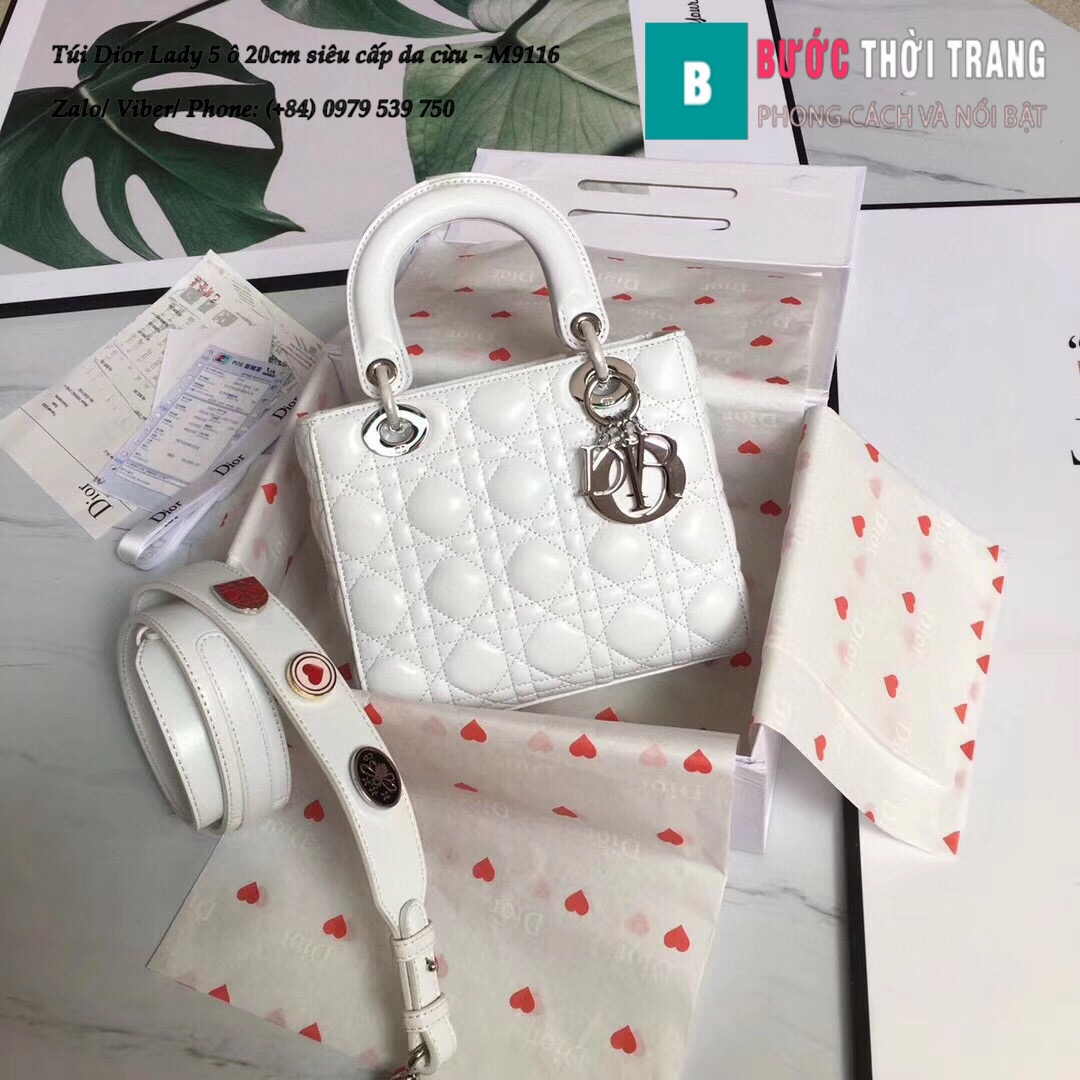 Túi Small Lady Dior DJoy Bag màu trắng da cừu 22cm best quality