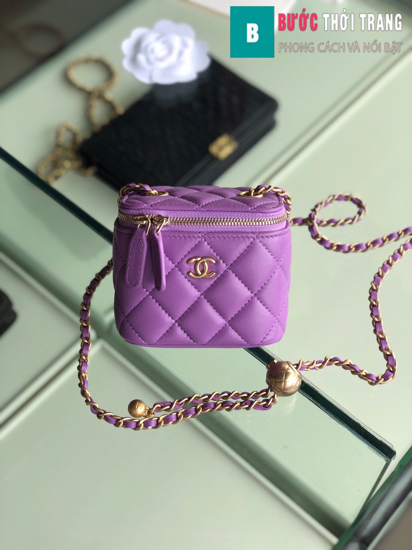 Túi xách Chanel Small vanity bag wich strap siêu cấp màu tím size 11 cm   AP1147Y  Túi Xách Nữ Túi Xách Đẹp Túi Xách Giày Dép Nữ  Bước Thời Trang