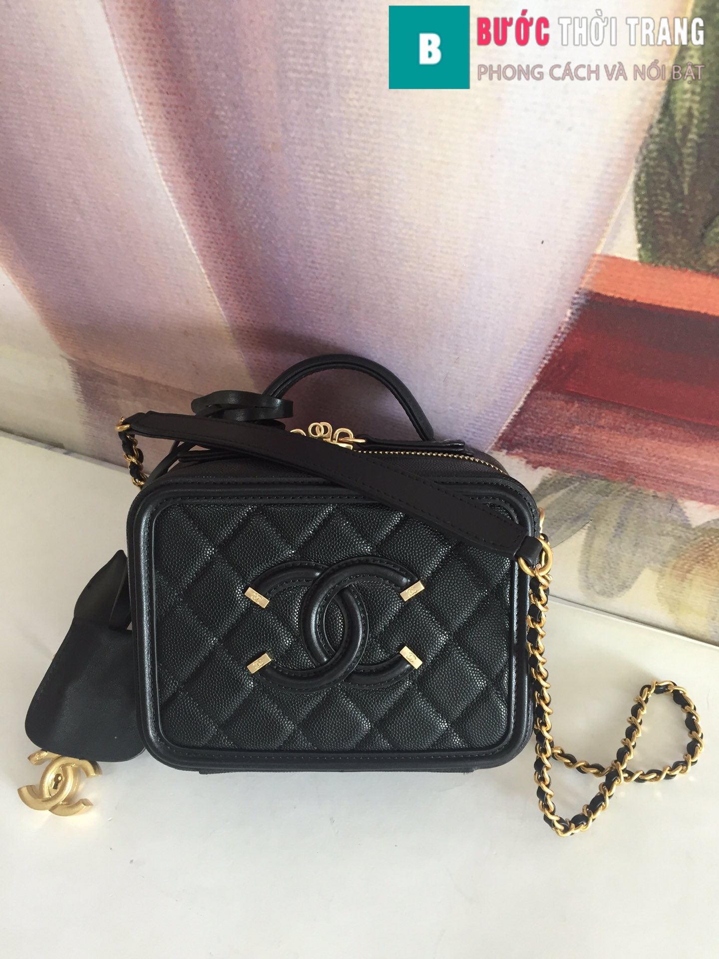 Túi Chanel Small Vanity Case Goatskin  GoldTone Metal Black  Nice Bag