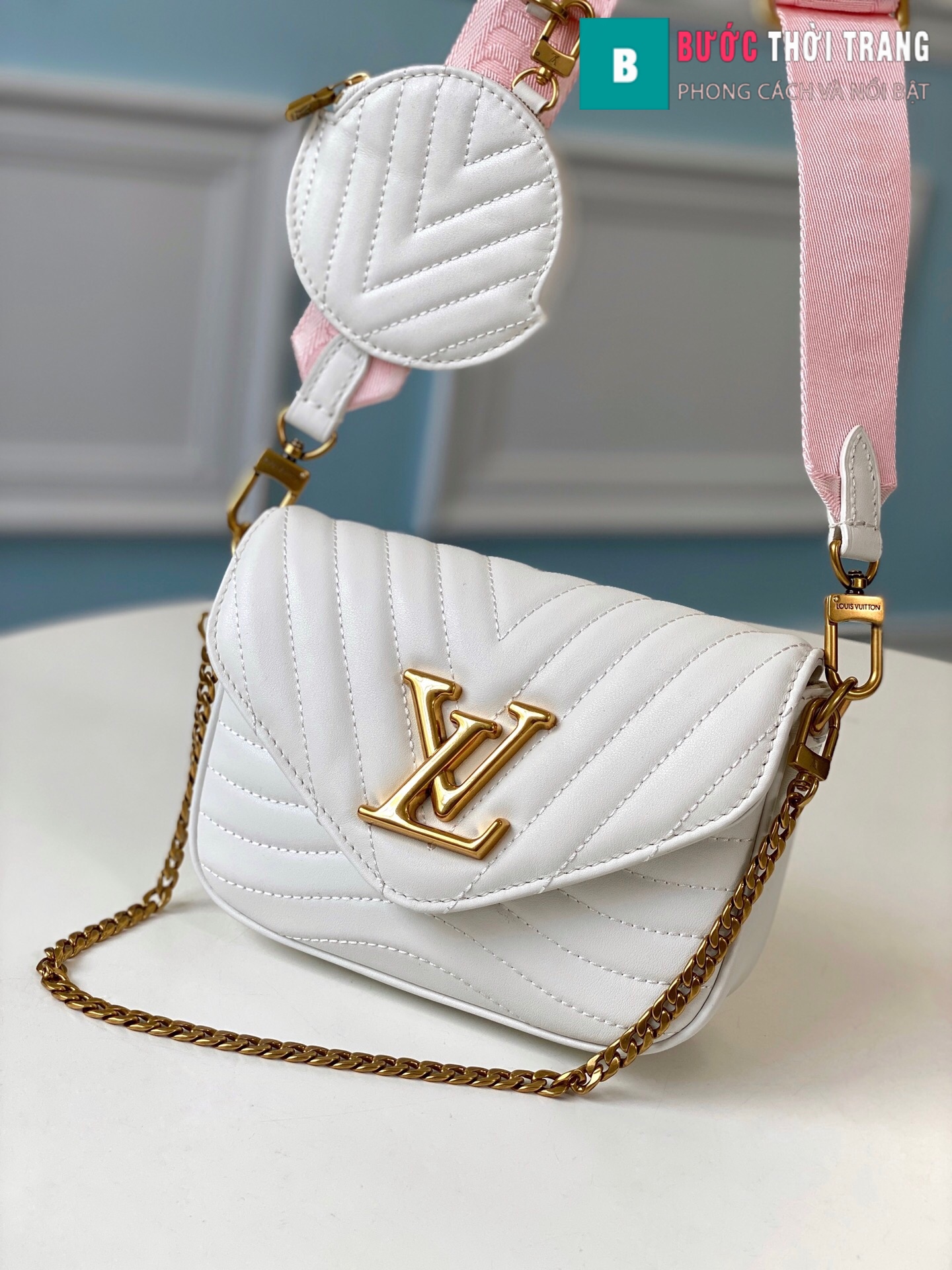 Túi xách Louis Vuitton Twist Mini siêu cấp màu trắng size 155 cm  M56118
