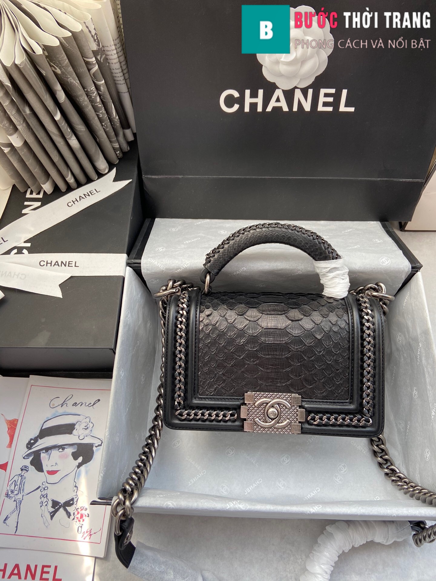 Túi Chanel Classic Flap Bag trắng da bê 20cm siêu cấp