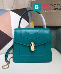 Túi xách Bvlgari serventi forever siêu cấp da bê màu xanh đậm size 18 cm