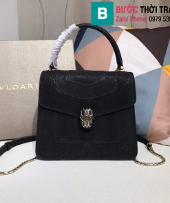 Túi xách Bvlgari serventi forever siêu cấp da rắn màu đen size 18 cm
