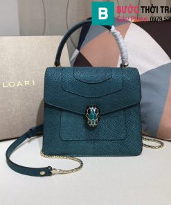 Túi xách Bvlgari serventi forever siêu cấp da rắn màu xanh size 18 cm