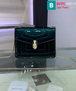  Túi xách Bvlgari serventi forever siêu cấp da bóng màu xanh đậm size 20 cm