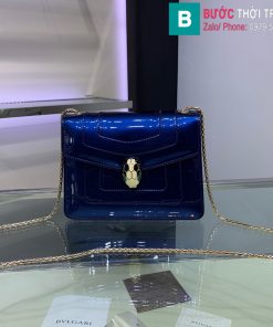 Túi xách Bvlgari serventi forever siêu cấp da bóng màu xanh dương size 20 cm