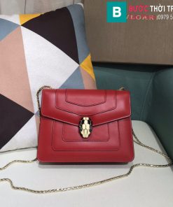 Túi xách Bvlgari serventi forever siêu cấp da bê màu đỏ size 20 cm