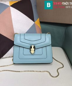 Túi xách Bvlgari serventi forever siêu cấp da bê màu xanh biển size 20 cm