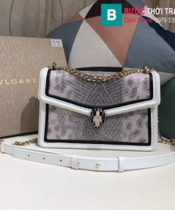 Túi xách Bvlgari Seventi Diamond Blast siêu cấp da trăn màu trắng size 24 cm - B286628