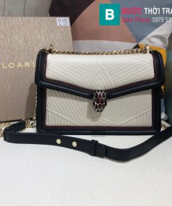 Túi xách Bvlgari Seventi Diamond Blast siêu cấp da bê màu trắng đen size 24 cm - B286628