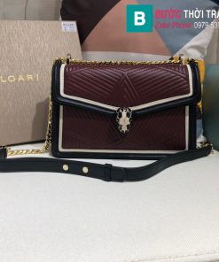 Túi xách Bvlgari Seventi Diamond Blast siêu cấp da bê màu nâu size 24 cm - B286628