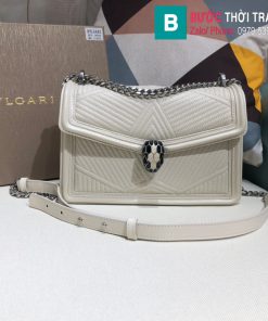 Túi xách Bvlgari Seventi Diamond Blast siêu cấp da bê màu trắng size 24 cm - B286628