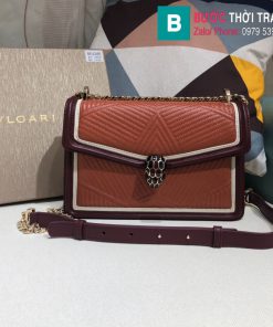 Túi xách Bvlgari Seventi Diamond Blast siêu cấp da bê màu nâu bò size 24 cm - B286628