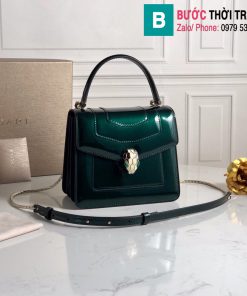Túi xách Bvlgari Seventi forever siêu cấp da bóng màu xanh size 18 cm