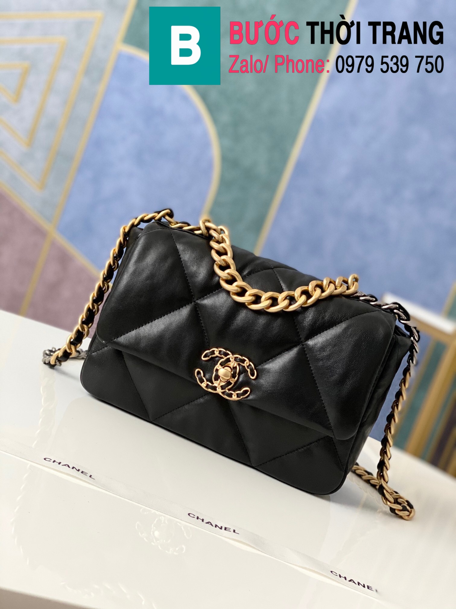 Túi xách Chanel 19 Flap Bag siêu cấp da bê màu đen size 26 cm  1160  Túi  xách cao cấp những mẫu túi siêu cấp like authentic cực đẹp