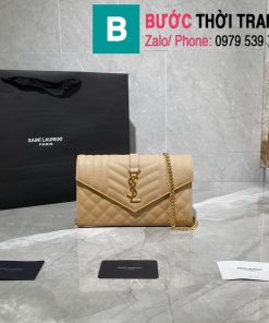 Túi ví tay cầm dây đeo YSL Saint Laurent siêu cấp da bê màu nude size 22.5cm - 620280