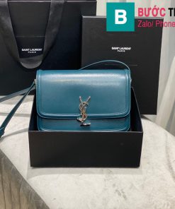 Túi xách YSL Solferino box Sant Laurent siêu cấp da bê màu xanh size 23cm - 634305