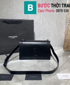 Túi đeo chéo YSL Saint Laurernt Book Bag siêu cấp da trơn màu đen tag cùng màu size 24cm - 532756