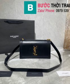 Túi đeo chéo YSL Saint Laurernt Book Bag siêu cấp da trơn màu đen tag vàng cùng màu size 24cm - 532756