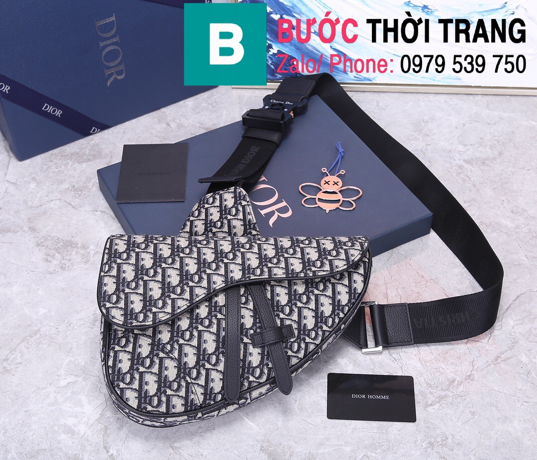 Dior Mini Saddle Oblique Jacquard Bag  NavyBeige  NEW  eBay
