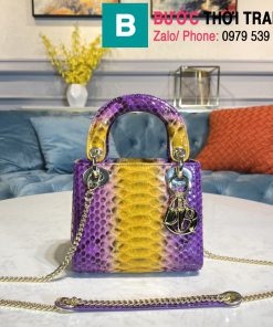 Túi xách Dior Lady siêu cấp da trăn màu tím size 17cm
