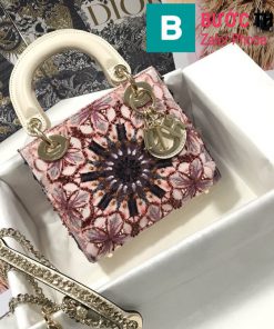 Túi xách Dior Lady siêu cấp vải thổ cẩm màu 2 size 17cm - M0598