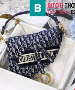 Túi xách Dior Saddle Bag siêu cấp chất liệu vải casvan màu xanh size 25.5cm