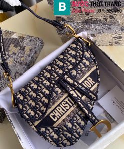 Túi xách Dior Saddle Bag siêu cấp chất liệu vải casvan màu xanh size 25.5cm