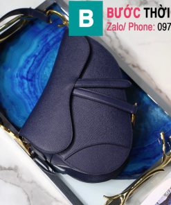  Túi xách Dior Saddle Bag siêu cấp chất liệu da bê màu xanh tím than size 25.5cm