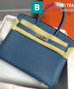  Túi xách Hermes Birkin siêu cấp da Togo màu xanh biển size 30cm