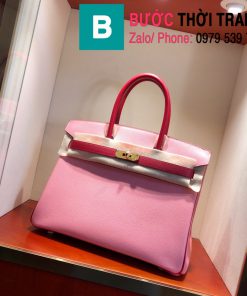  Túi xách Hermes Birkin siêu cấp da epsom màu hồng đỏ size 30cm