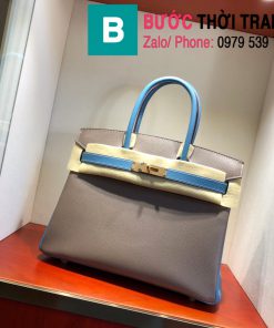  Túi xách Hermes Birkin siêu cấp da epsom màu xám xanh size 30cm