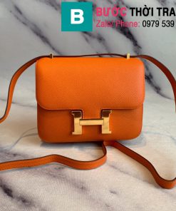 Túi xách Hermes Constance siêu cấp da epsom màu cam size 18cm