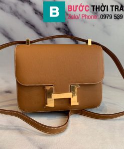 Túi xách Hermes Constance siêu cấp da epsom màu nâu bò size 18cm