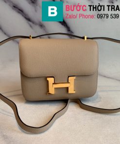 Túi xách Hermes Constance siêu cấp da epsom màu xám size 18cm