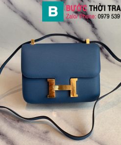 Túi xách Hermes Constance siêu cấp da epsom màu xanh e size 18cm