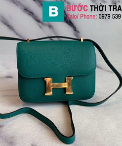 Túi xách Hermes Constance siêu cấp da epsom màu xanh e size 18cm