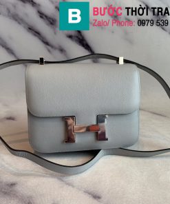 Túi xách Hermes Constance siêu cấp da epsom màu ghi size 18cm