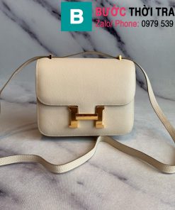 Túi xách Hermes Constance siêu cấp da epsom màu trắng size 18cm