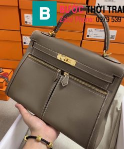 Túi xách Hermes Kelly Lakis Bag siêu cấp da bê màu xám size 32cm