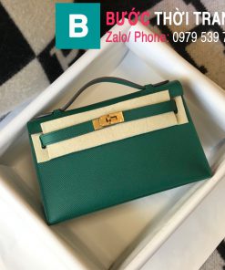  Túi xách Hermes Kelly Pochette siêu cấp da epsom màu xanh size 22cm