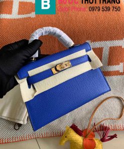 Túi xách Hermes Kelly mini siêu cấp da epsom màu xanh đậm size 19.5cm