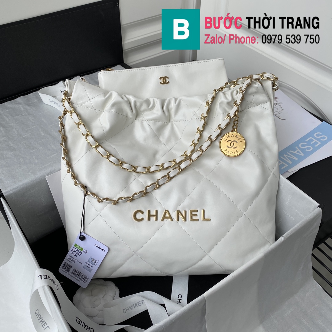 Túi Chanel màu trắng da thật cho các nàng dự tiệc Khaly Shop